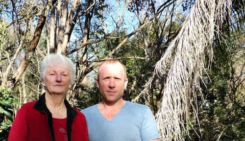 Neighbours Jean Willis and Marcus Schmidt worry about the condition of Commissioners Gully and want to know why the trees are dying. Neighbours Jean Willis and Marcus Schmidt worry about the condition of Commissioners Gully and want to know why the trees are dying.